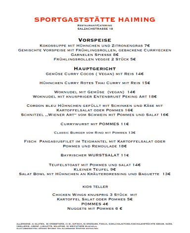 Speisekarte April 2026