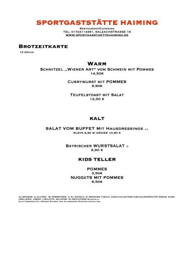 Brotzeitkarte Sommer